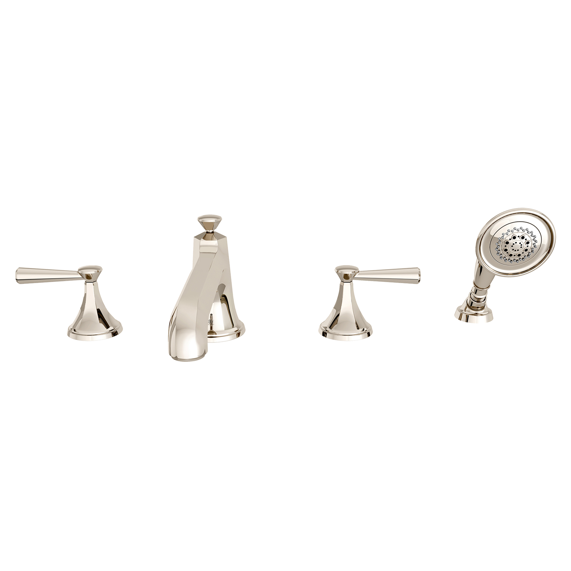 Fitzgerald 2-Handle Deck Mount Bathtub Faucet with Hand Shower and Lever Handles
